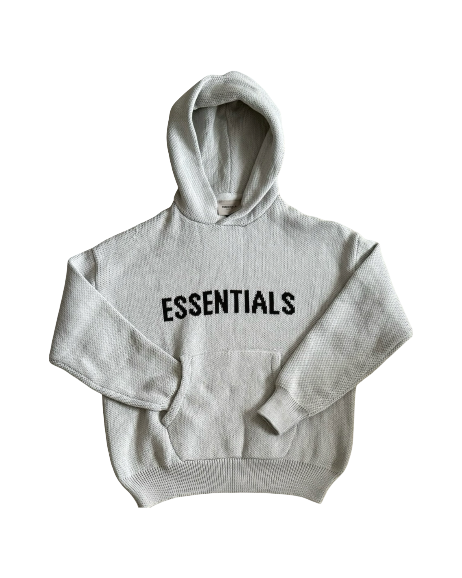 ESSENTIALS KNIT HOODIE IN GREY