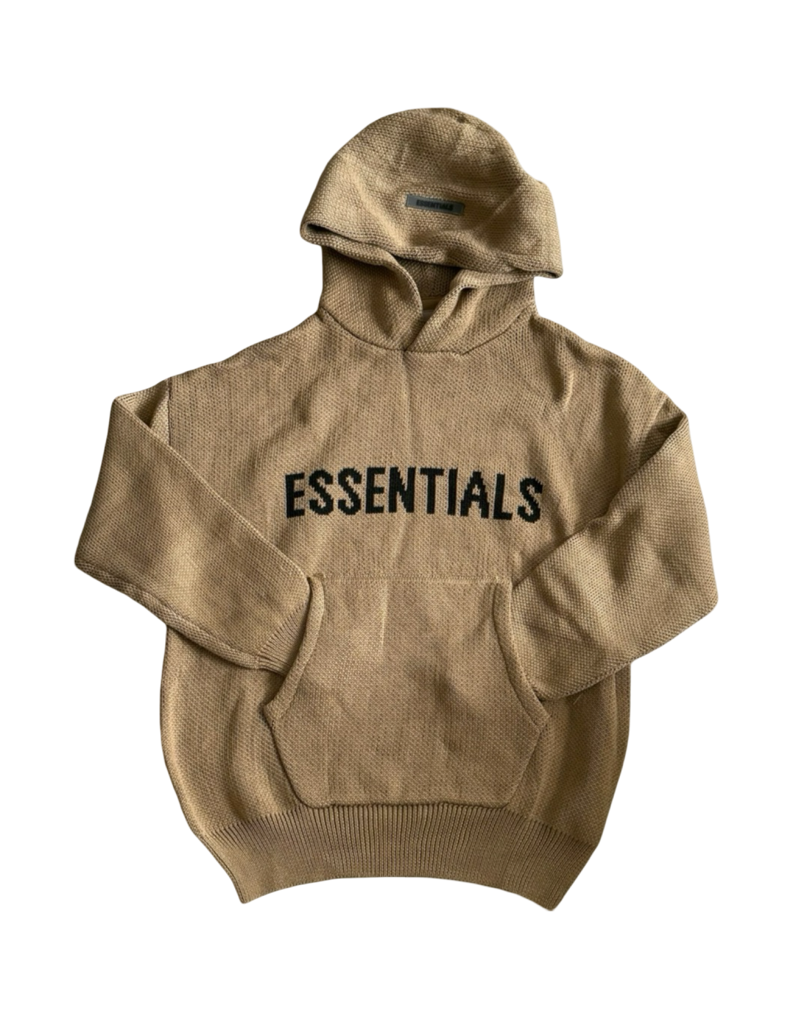 ESSENTIALS KNIT HOODIE IN BROWN